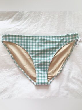 Old Navy bikini bottoms XL light green gingham swimsuit bathing suit
